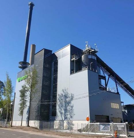 Caldera biomasa Unicon en Espoo finlandia en lugar de carbon