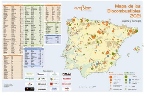 Mapa de los biocombustibles solidos Espana 2021